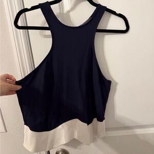 Sunday in Brooklyn Navy and Cream Tank Top